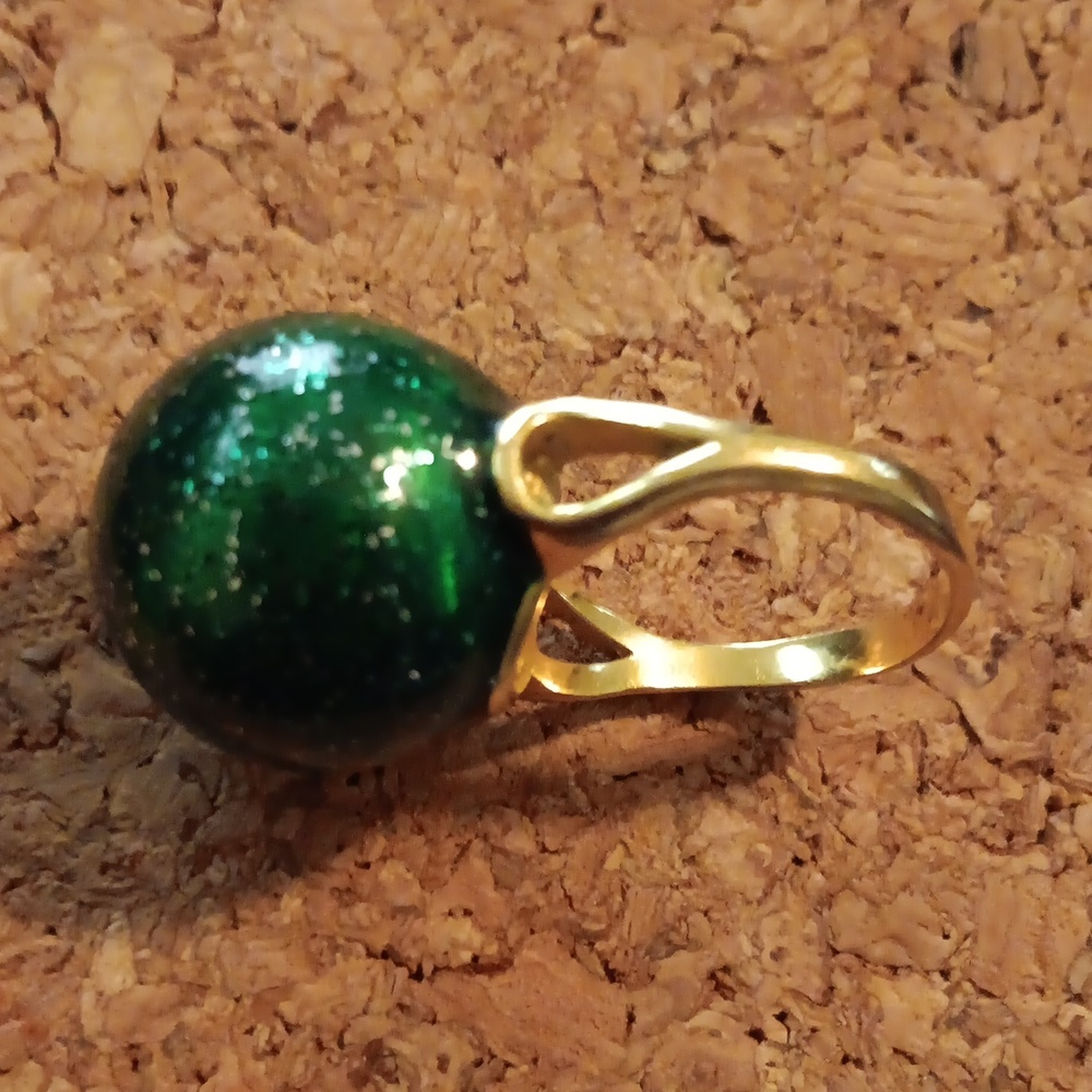 Source Unknown Green Statement Ring With Sparklin… - image 8